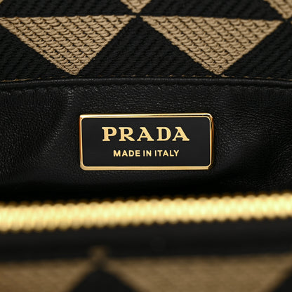 Prada Jacquard Triangolo Symbole Embroidered Small Shoulder Bag Black Corda 6 of 11