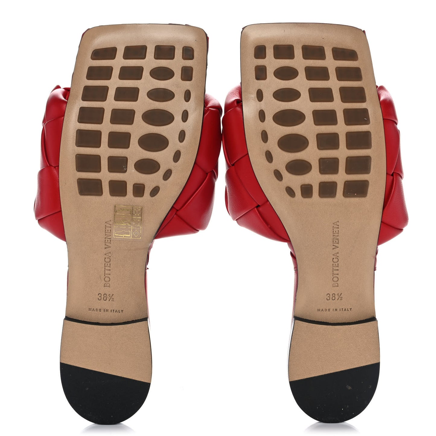 Nappa Maxi Intrecciato Lido Flat Sandals 38.5 Bright Red