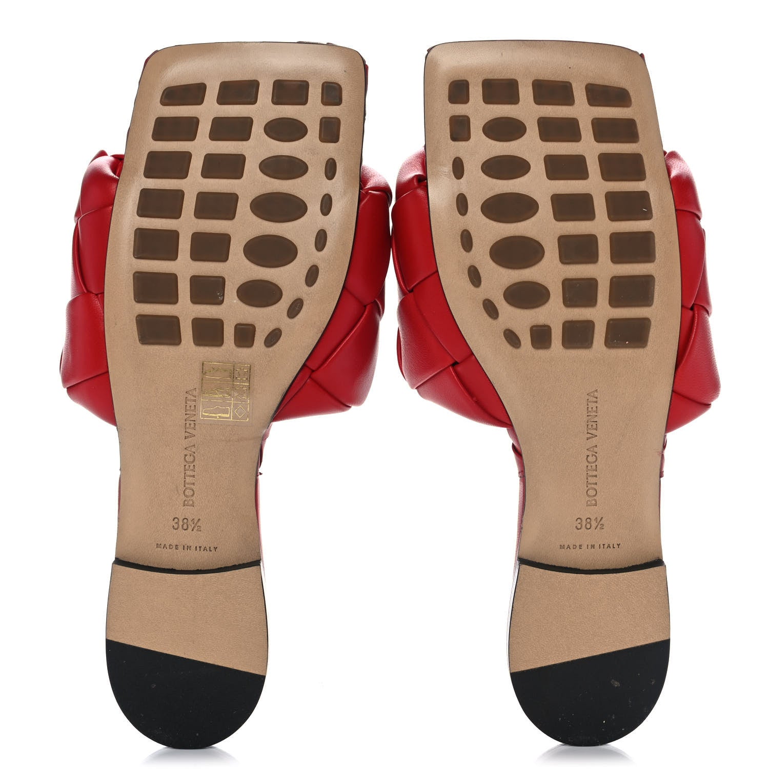 Bottega Veneta Nappa Maxi Intrecciato Lido Flat Sandals 38.5 Bright Red 5 of 10
