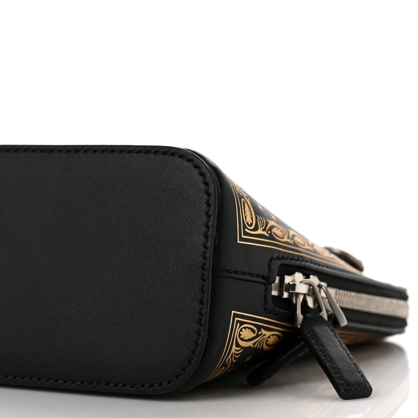 X SEGA Calfskin GUCCY Stars Mini Dome Shoulder Bag Black Gold