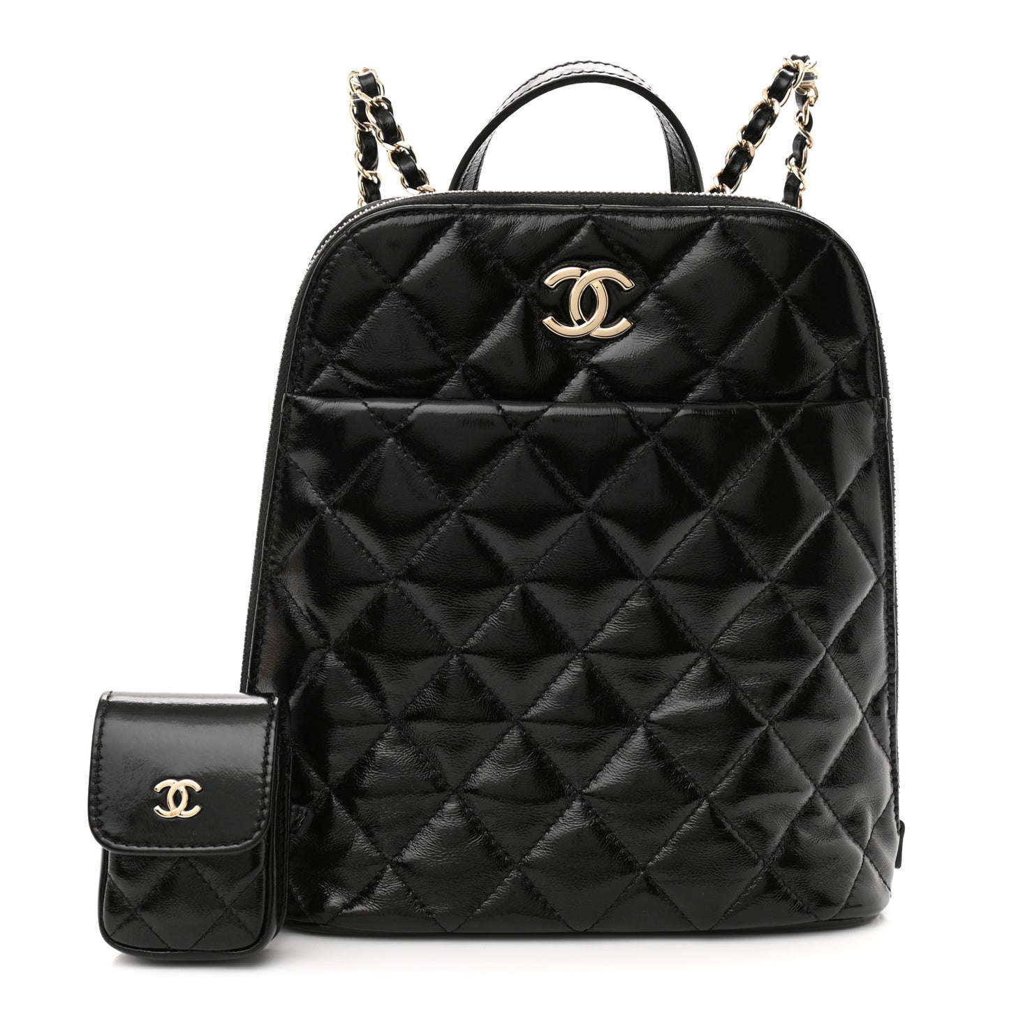 Shiny Calfskin My Pocket Backpack Black