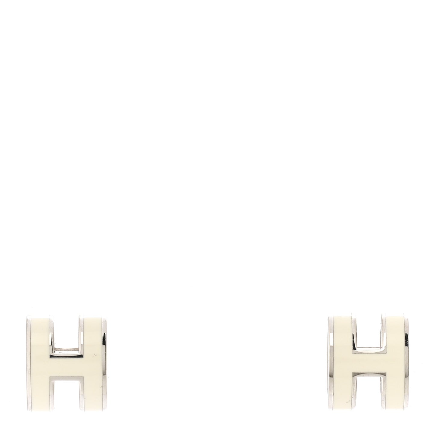 Palladium Lacquered Mini Pop H Earrings White