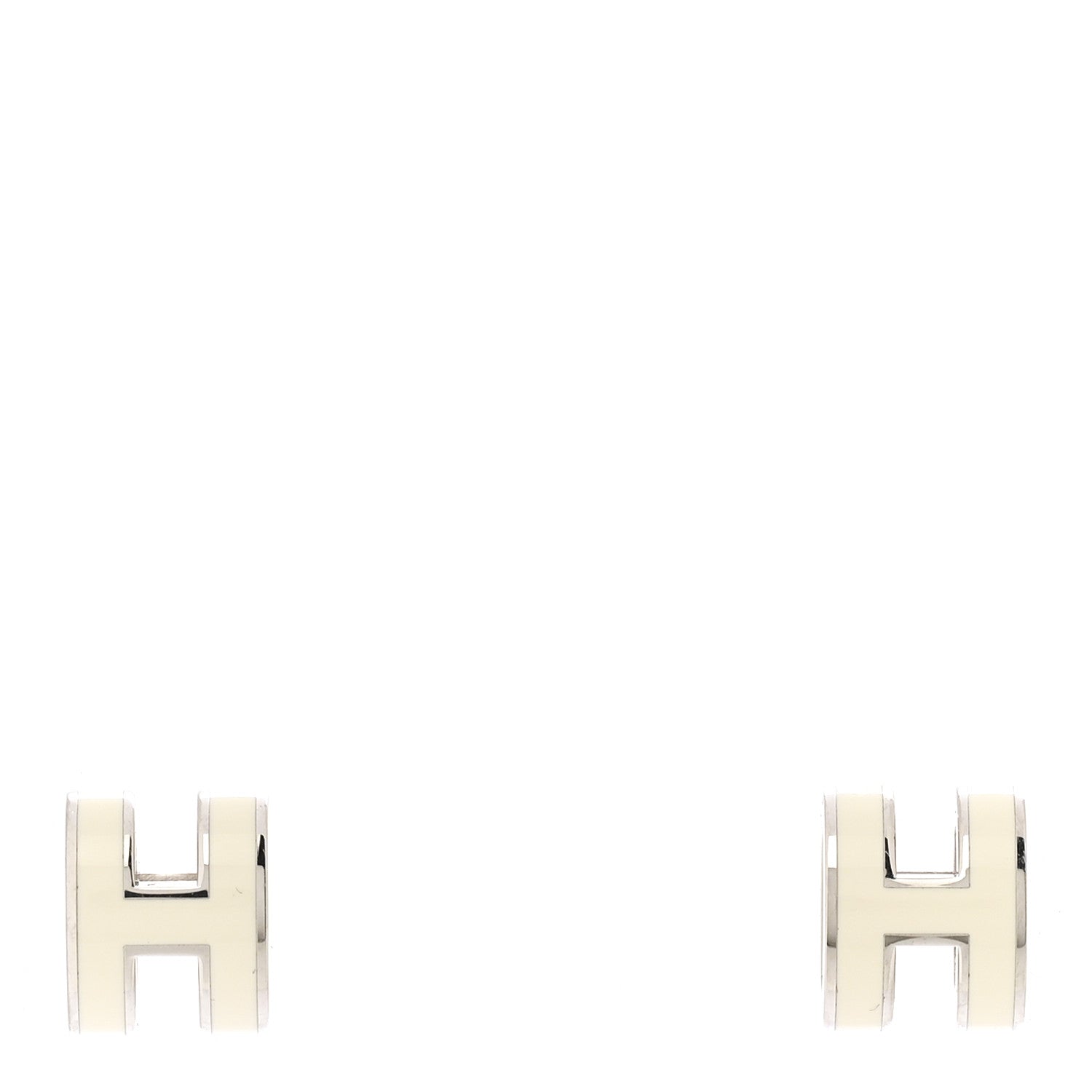 Hermes Palladium Lacquered Mini Pop H Earrings White 1 of 5
