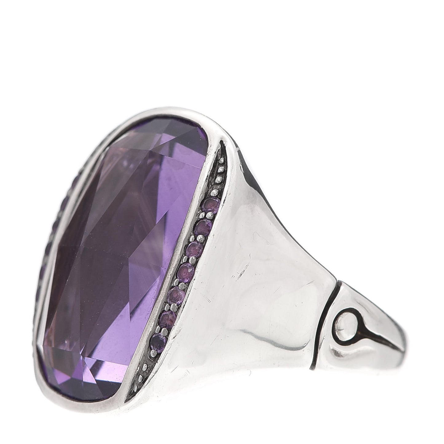 Sterling Silver Amethyst Batu Bamboo Ring 54 7