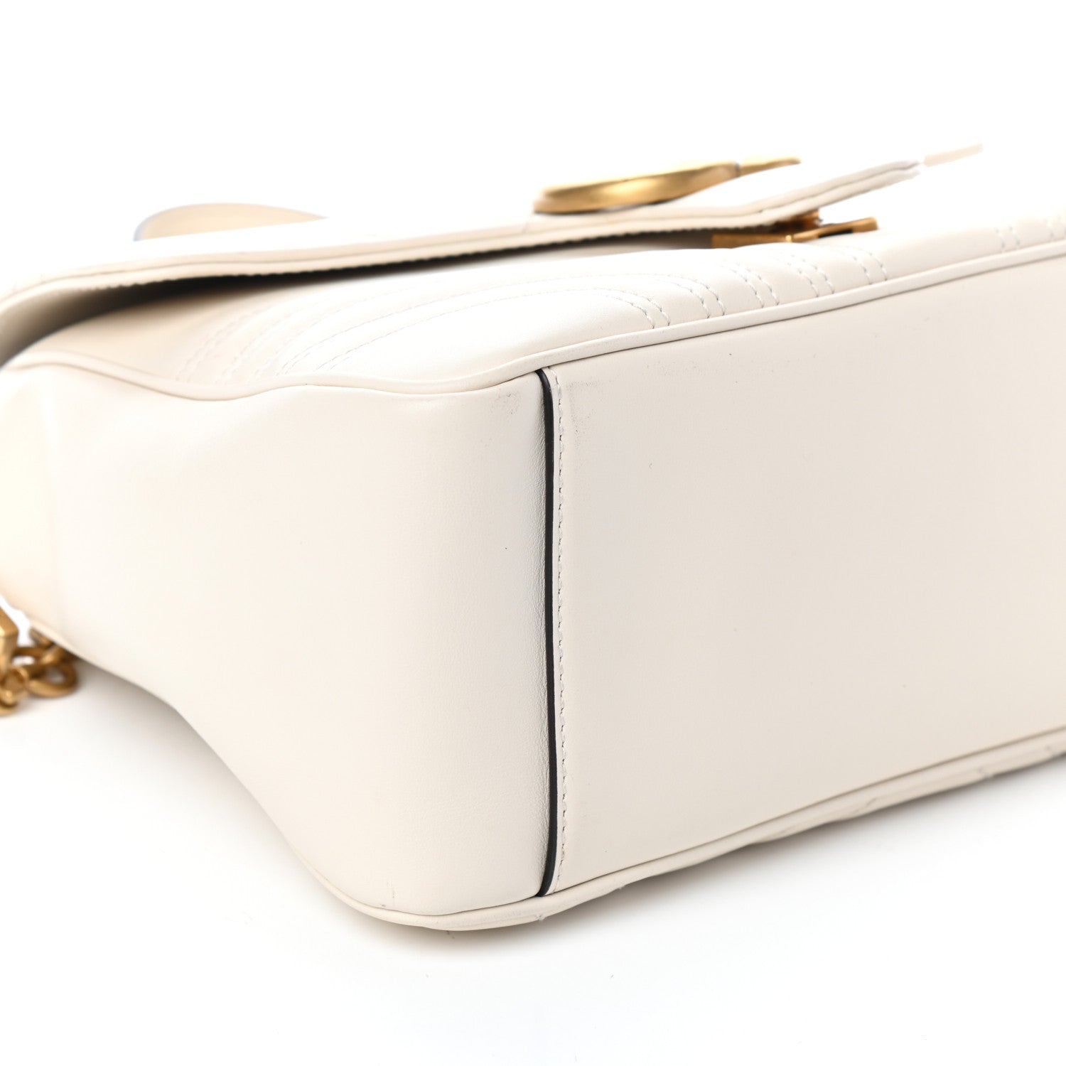 Gucci Calfskin Matelasse Small GG Marmont Top Handle Shoulder Bag White 7 of 8