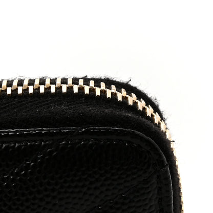 Saint Laurent Grain De Poudre Matelasse Chevron Monogram Zip Around Wallet Black 8 of 10