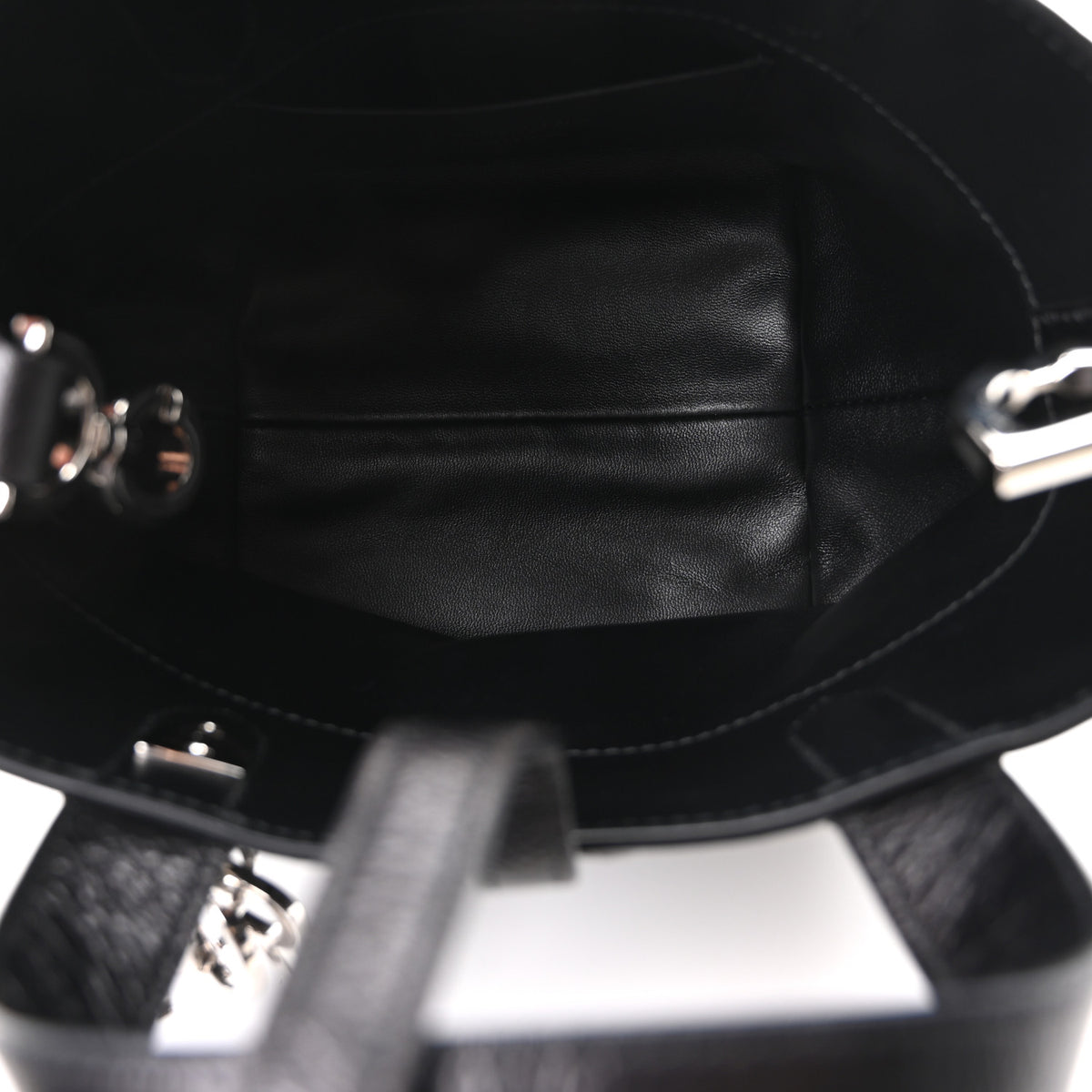 Crinkled Calfskin Macrocannage Small Toujours Vertical Tote Black