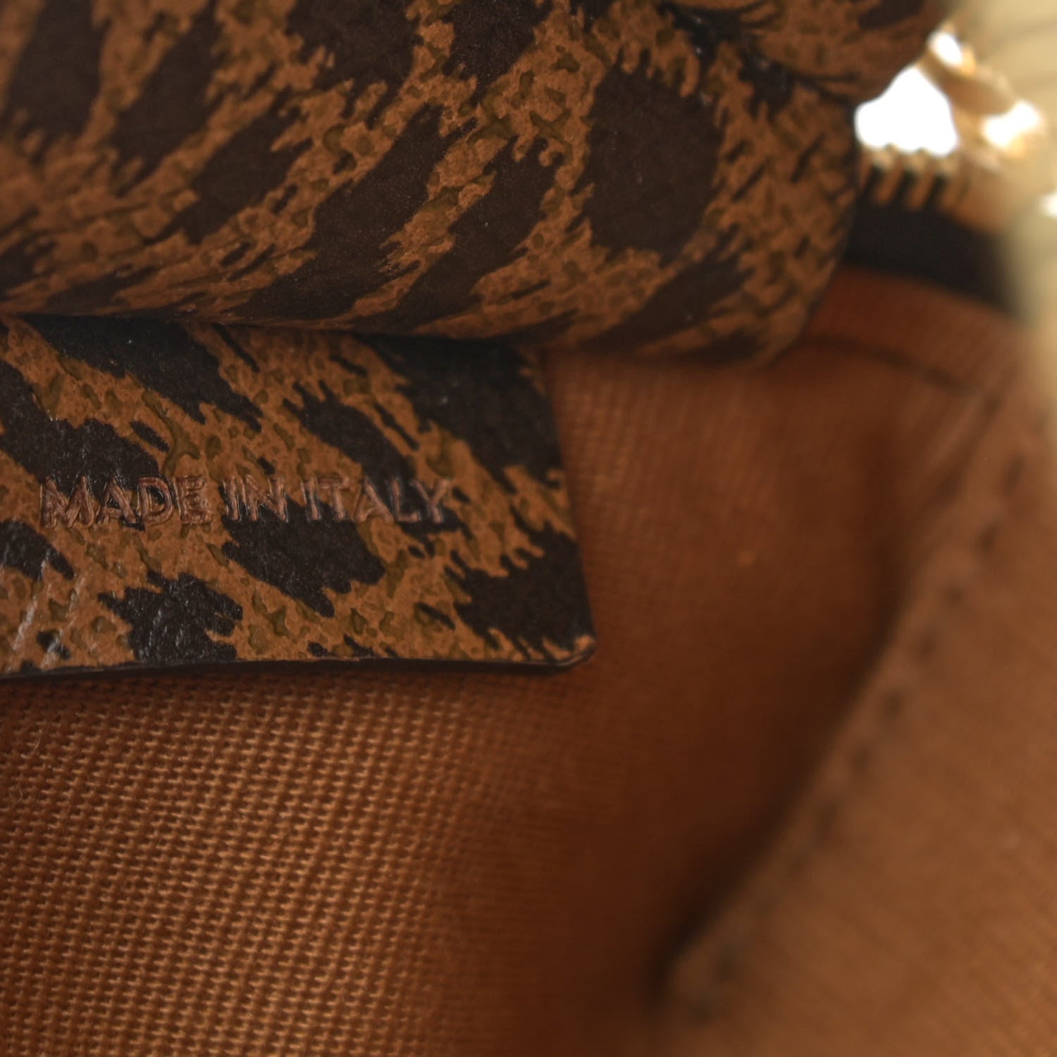 Celine Triomphe Canvas Calfskin Leopard Print Mini Clutch on Chain Black Tan 6 of 10