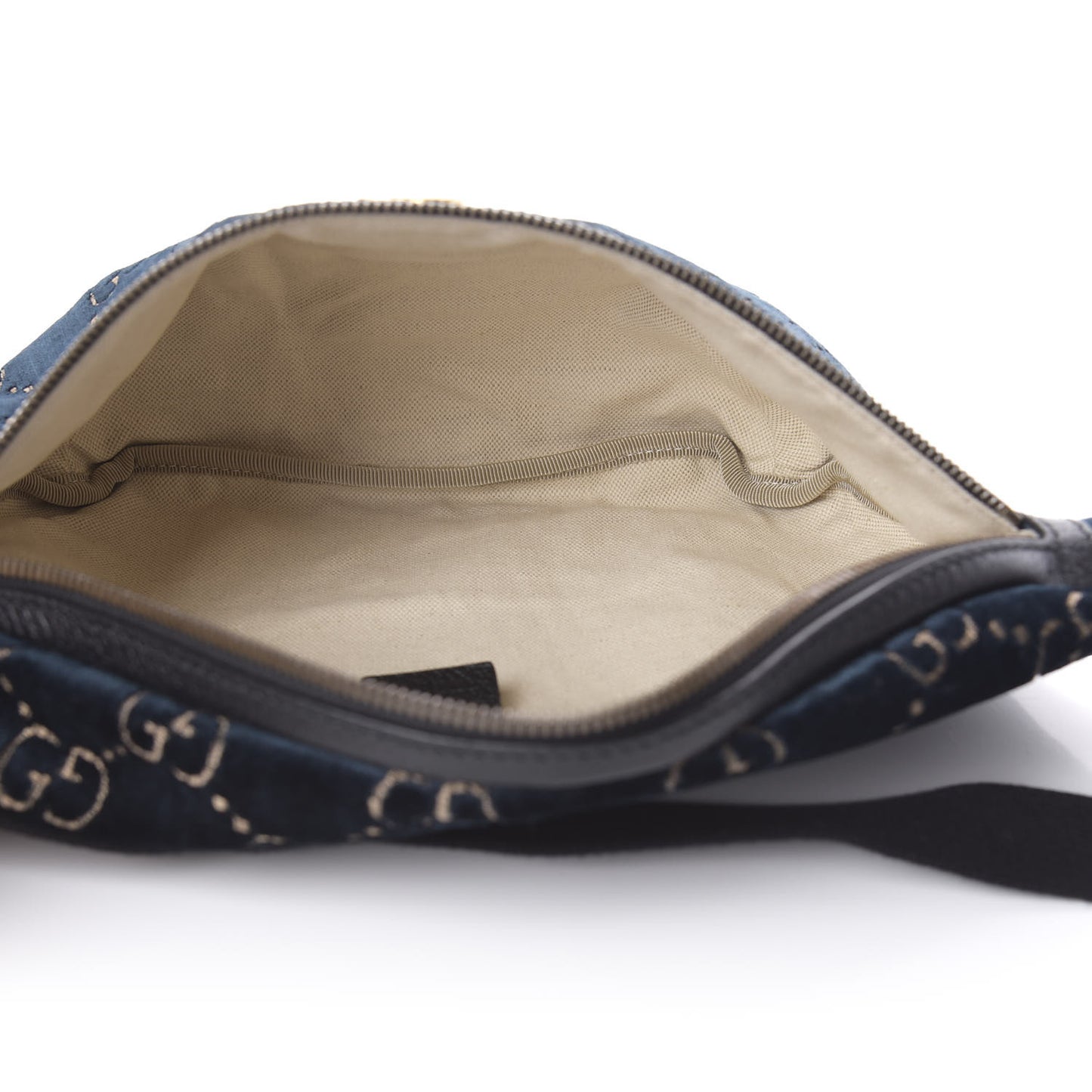Velvet GG Monogram Web Belt Bag Blue Beige