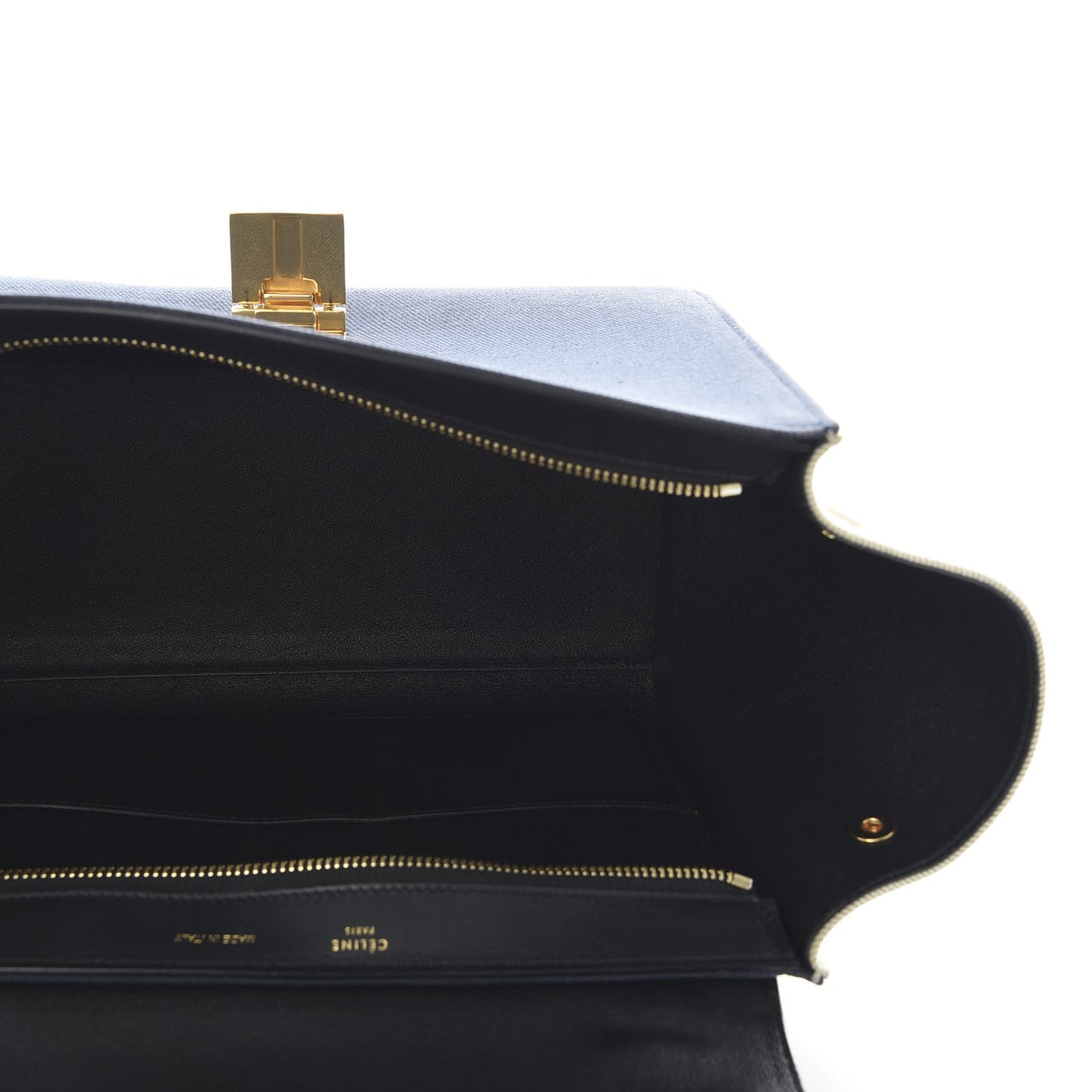 Smooth Calfskin Linen Small Tri-Color Trapeze Black Navy Blue