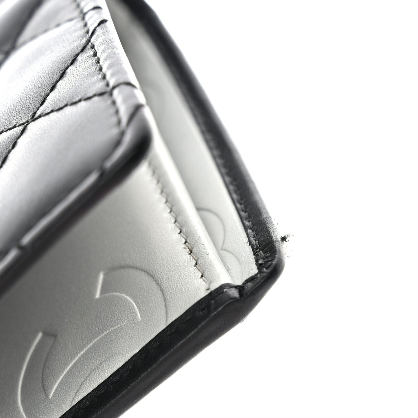 Calfskin Quilted Cambon Yen Wallet Black Silver