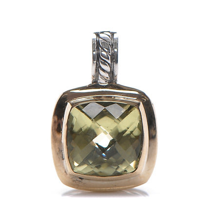 David Yurman Sterling Silver 18K Yellow Gold Lemon Citrine 11mm Albion Enhancer Pendant 1 of 4