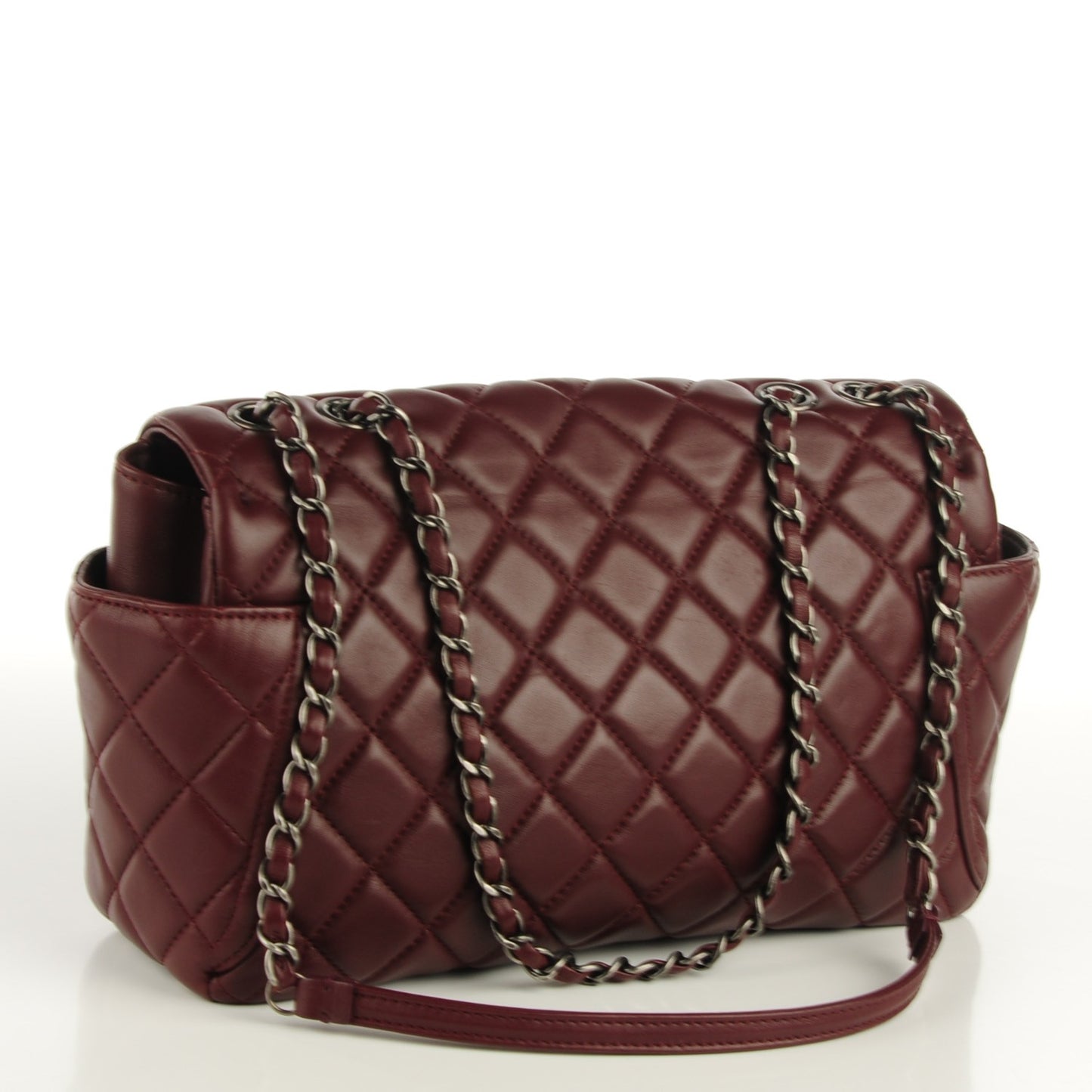 Lambskin Quilted Large Around Pockets Flap Burgundy