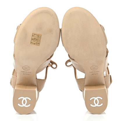 Chanel Goatskin CC Turnlock Sandals 37.5 Beige 5 of 9