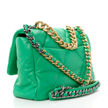 Chanel Lambskin Quilted Large Chanel 19 Flap Green 3 of 11