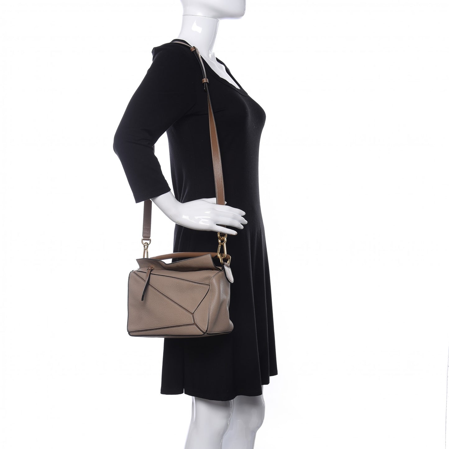 Grained Calfskin Small Puzzle Bag Sand Mink
