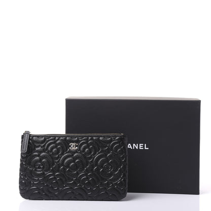 Chanel Caviar Camellia Embossed Cosmetic Pouch Black 10 of 10