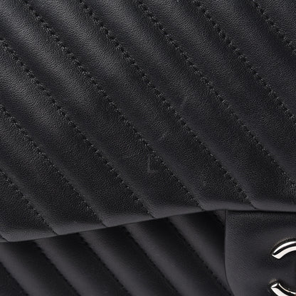 Chanel Lambskin Chevron Quilted Jumbo Double Flap Black 13 of 14
