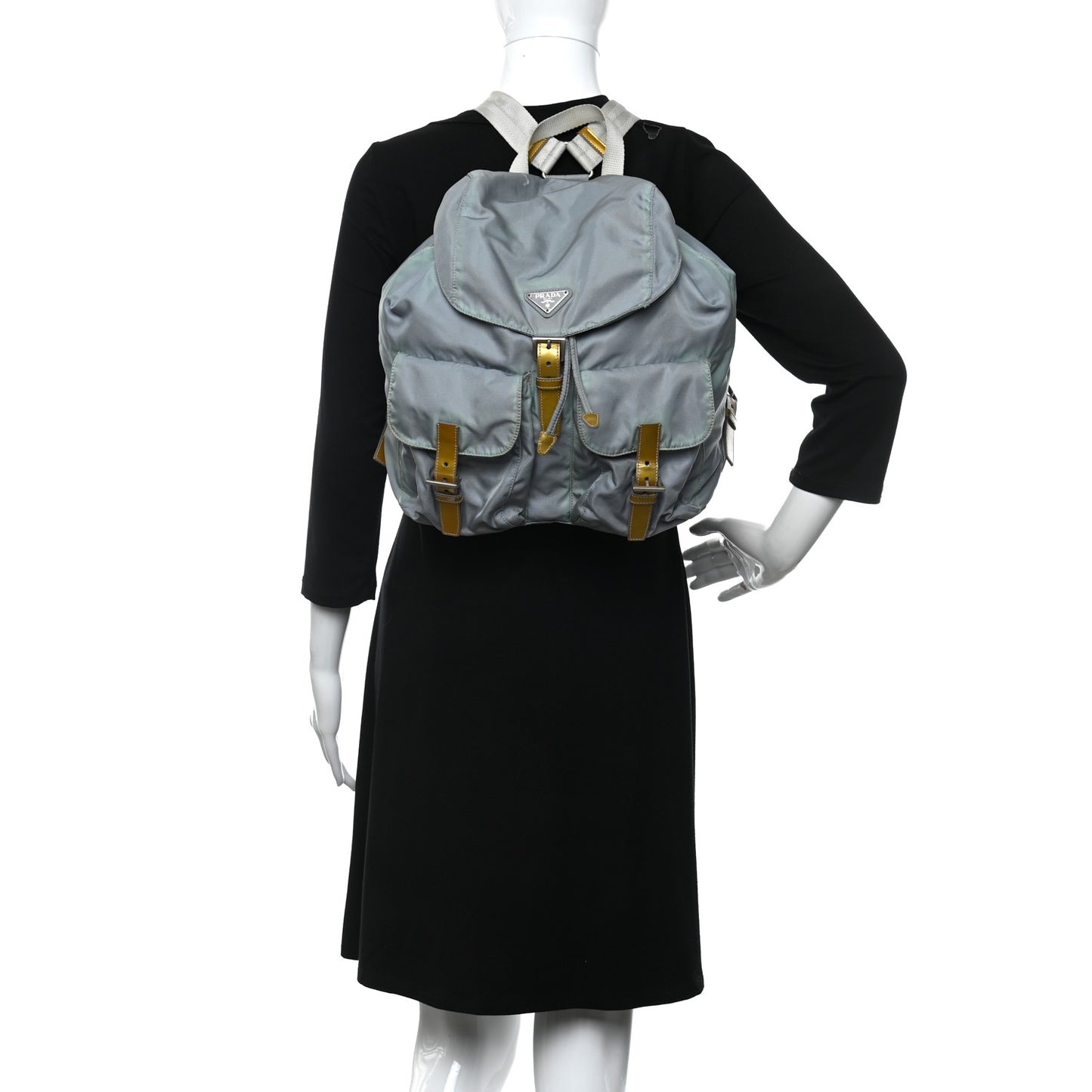 Nylon Vela Patent Backpack Argento