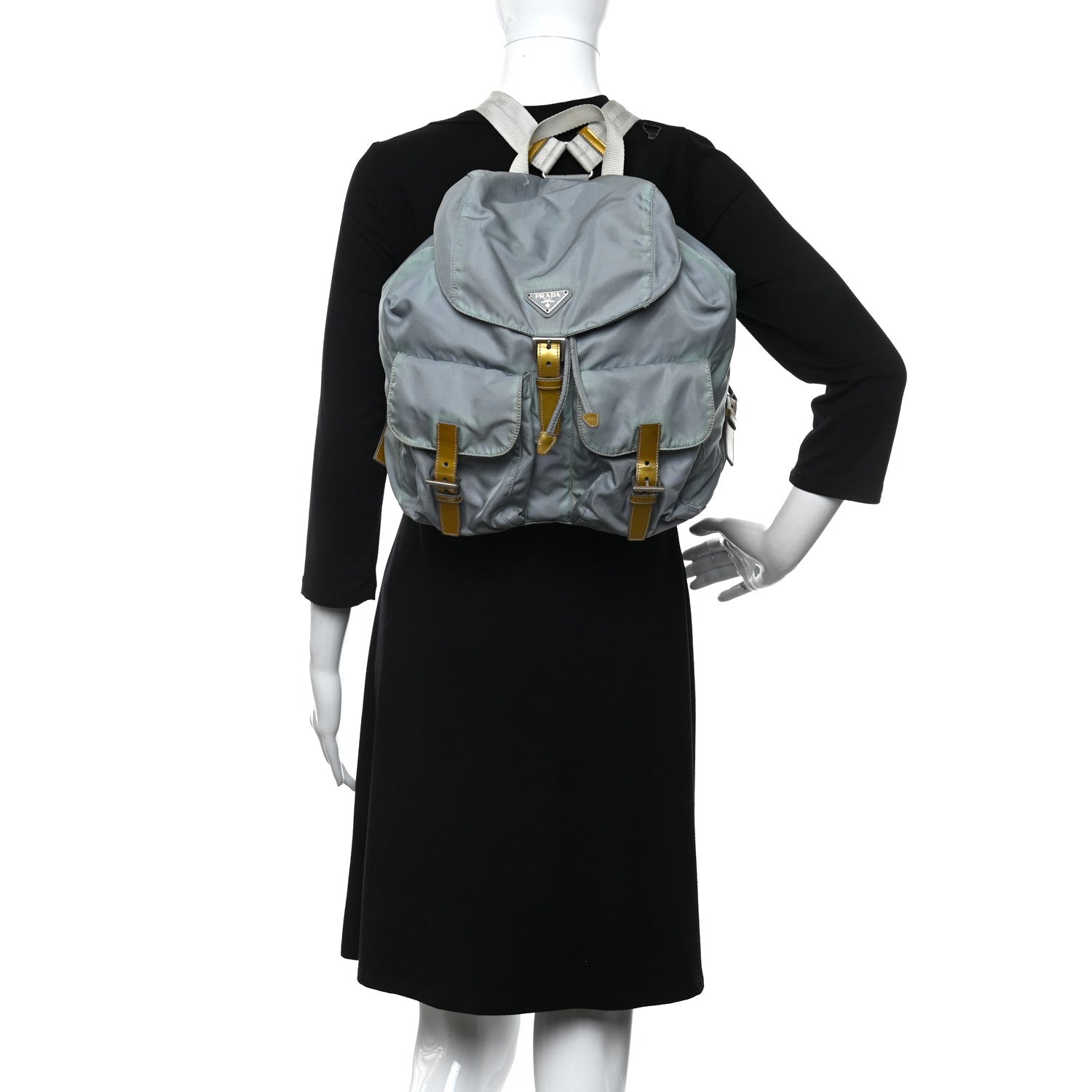 Prada Nylon Vela Patent Backpack Argento 2 of 17
