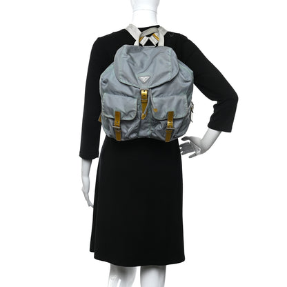 Prada Nylon Vela Patent Backpack Argento 2 of 17