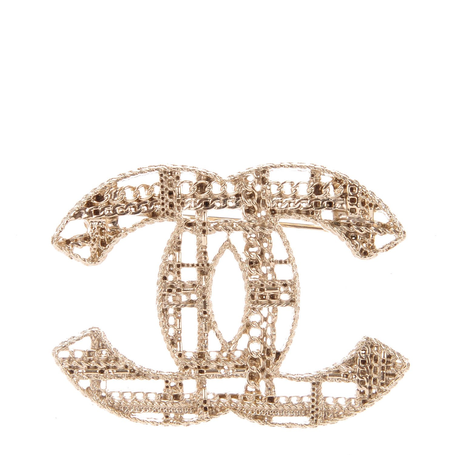 Chanel Chain CC Brooch Pin Light Gold 1 of 5