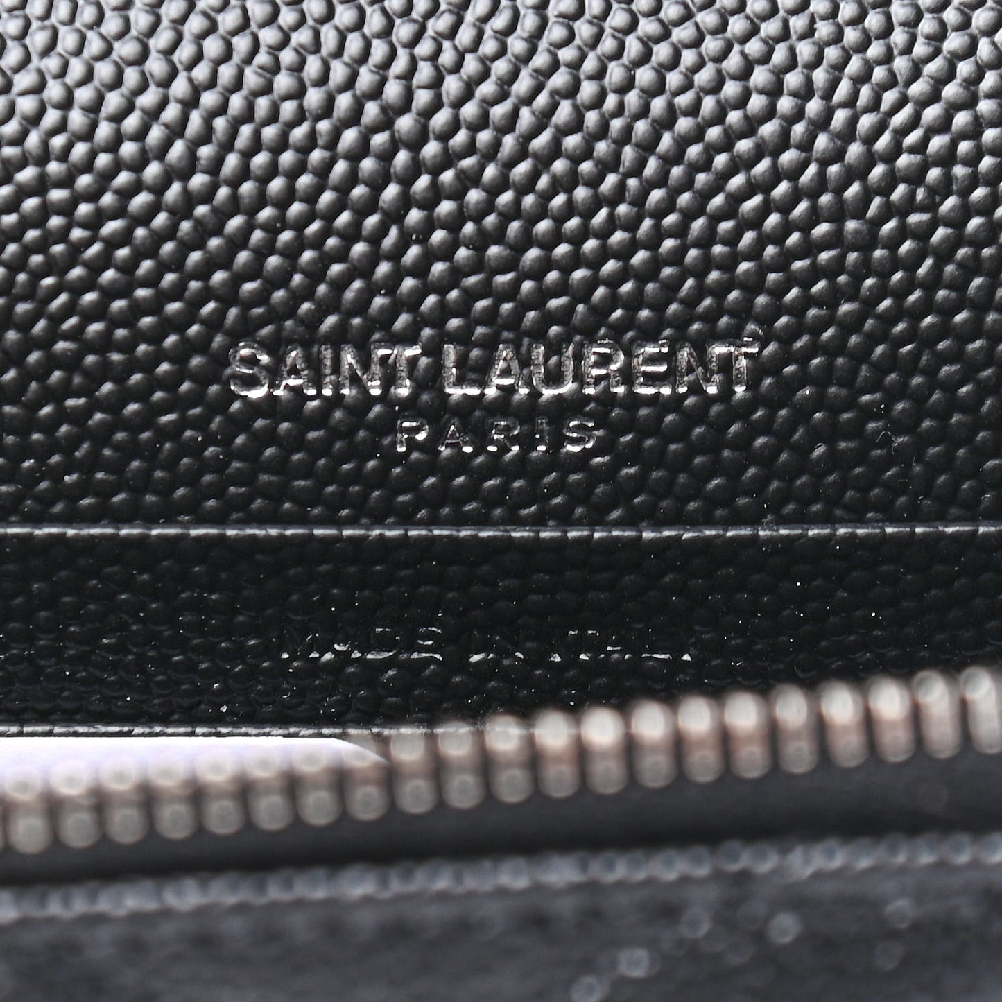 Grain De Poudre Matelasse Chevron Monogram Envelope Chain Wallet Black