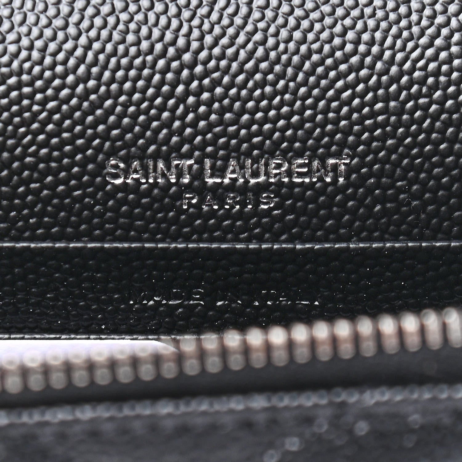 Saint Laurent Grain De Poudre Matelasse Chevron Monogram Envelope Chain Wallet Black 6 of 8
