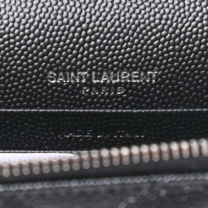 Saint Laurent Grain De Poudre Matelasse Chevron Monogram Envelope Chain Wallet Black 6 of 8