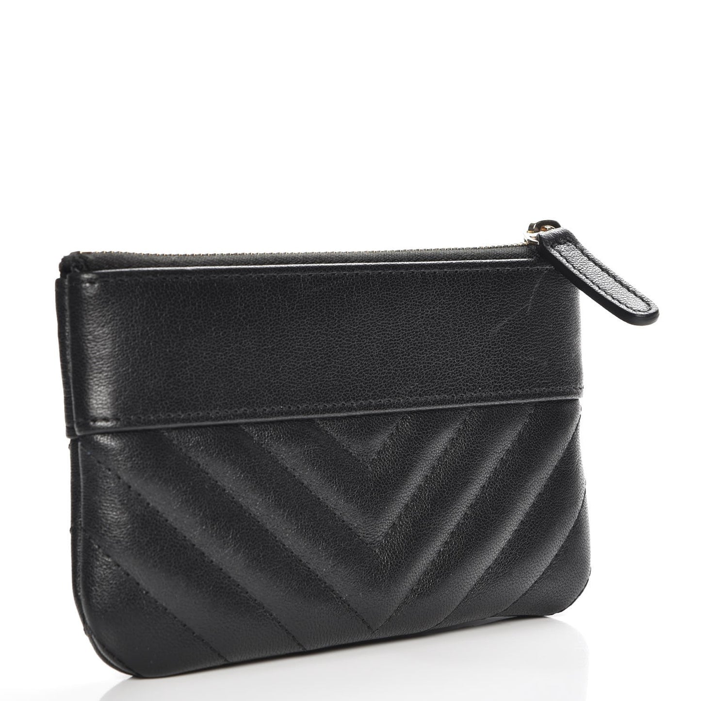 Sheepskin Chevron Quilted Small Cosmetic Case Black