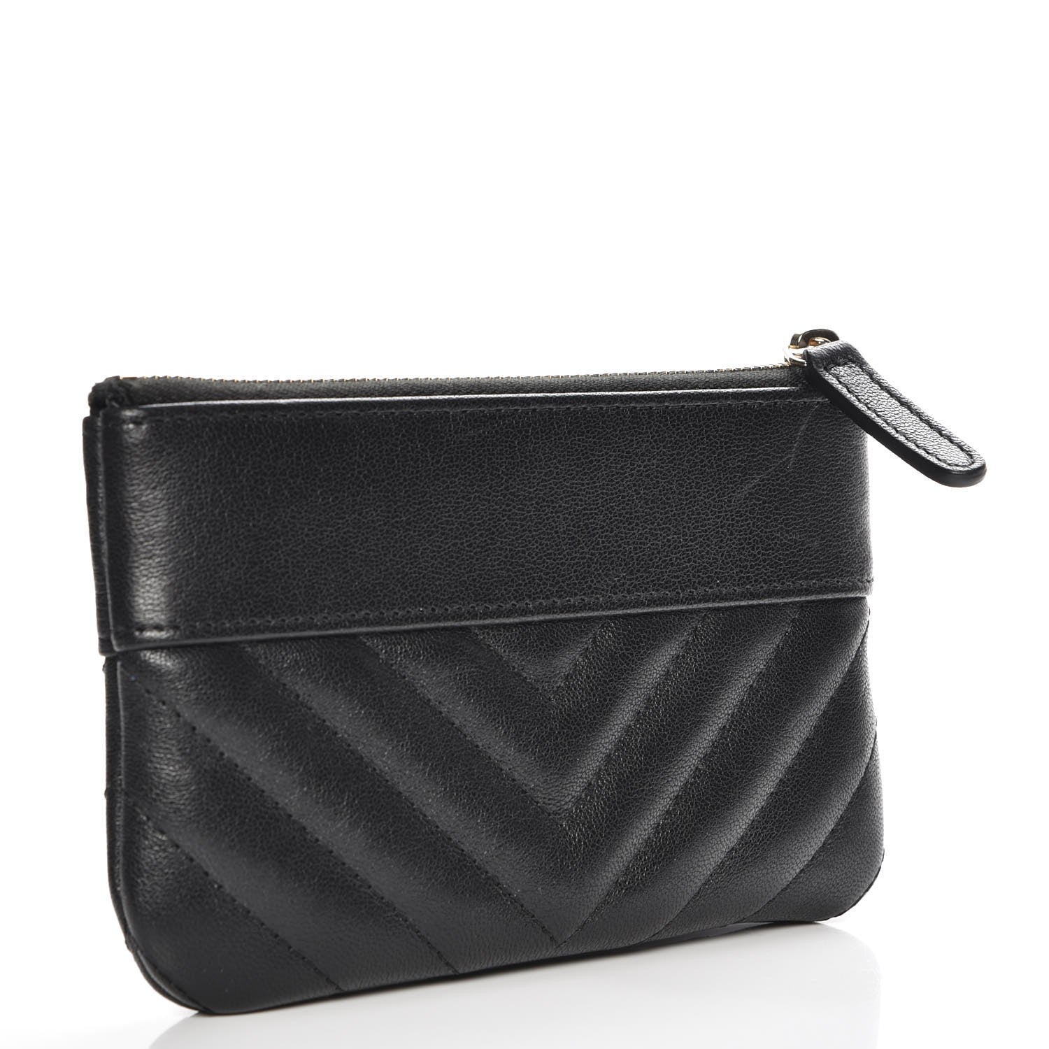 Chanel Sheepskin Chevron Quilted Small Cosmetic Case Black 3 of 8