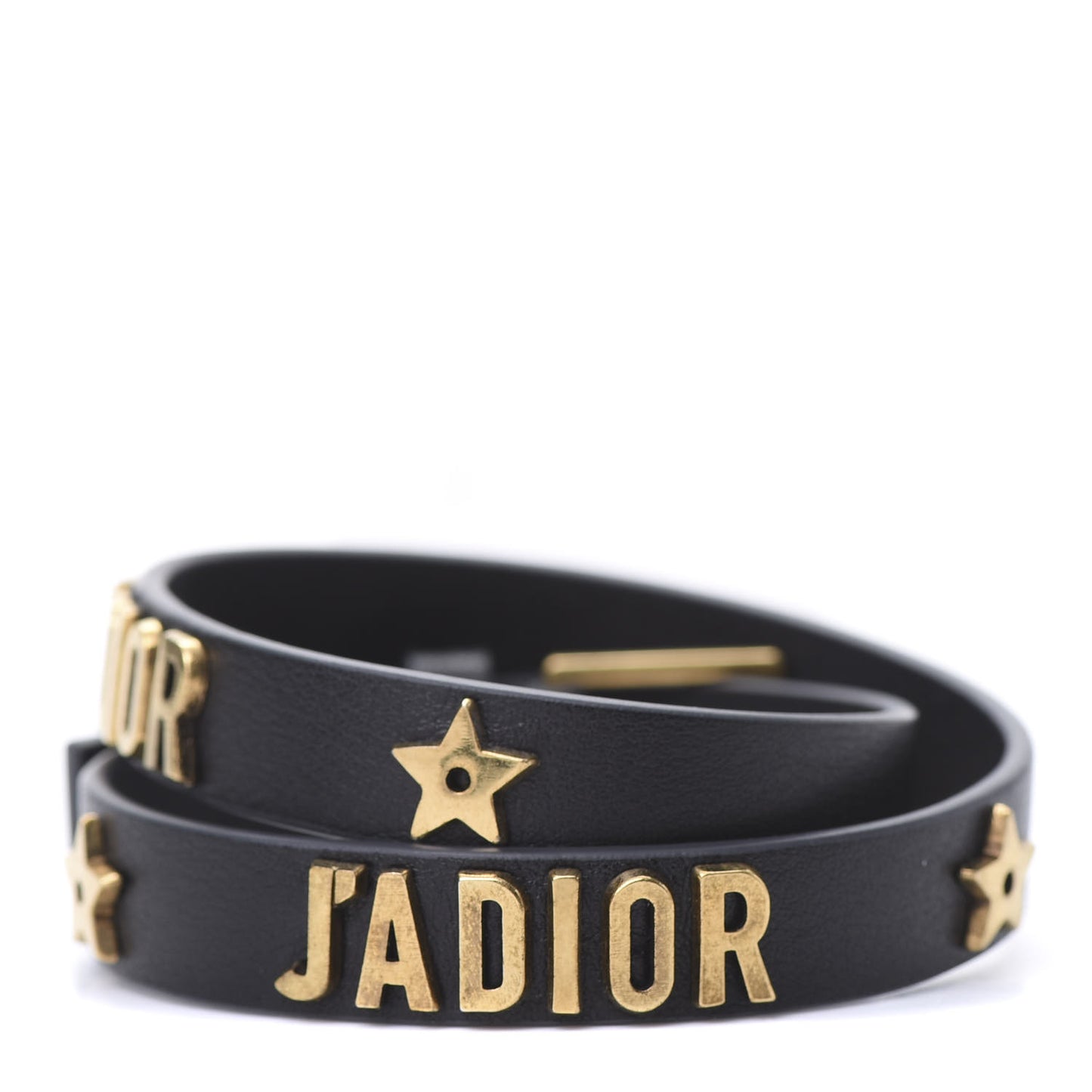 Calfskin Star J'Adior Double Bracelet Black