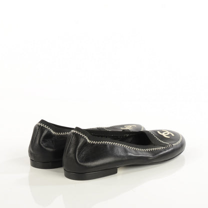 Chanel Lambskin Elastic Mocassin CC Flats 38 Black 4 of 6
