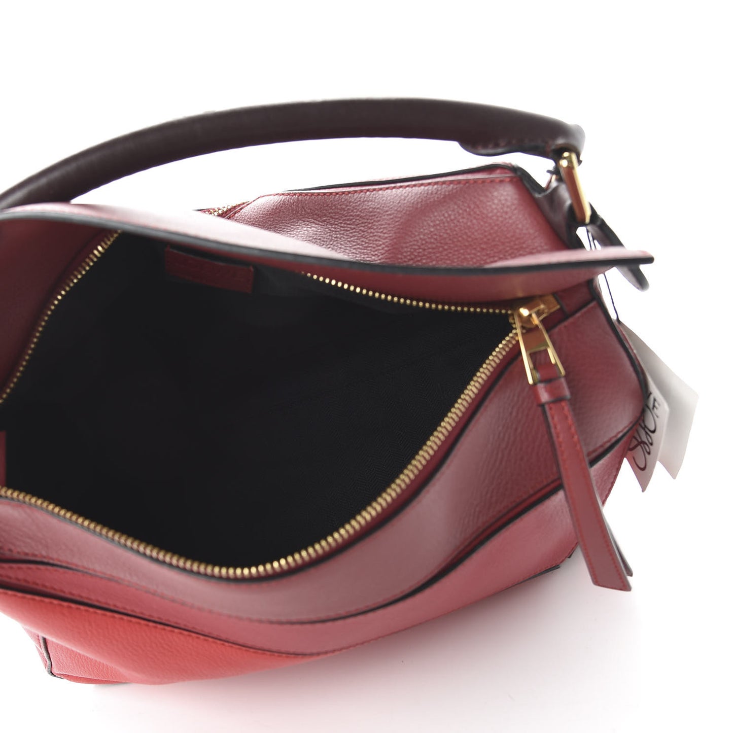 Calfskin Colorblock Medium Puzzle Bag Red