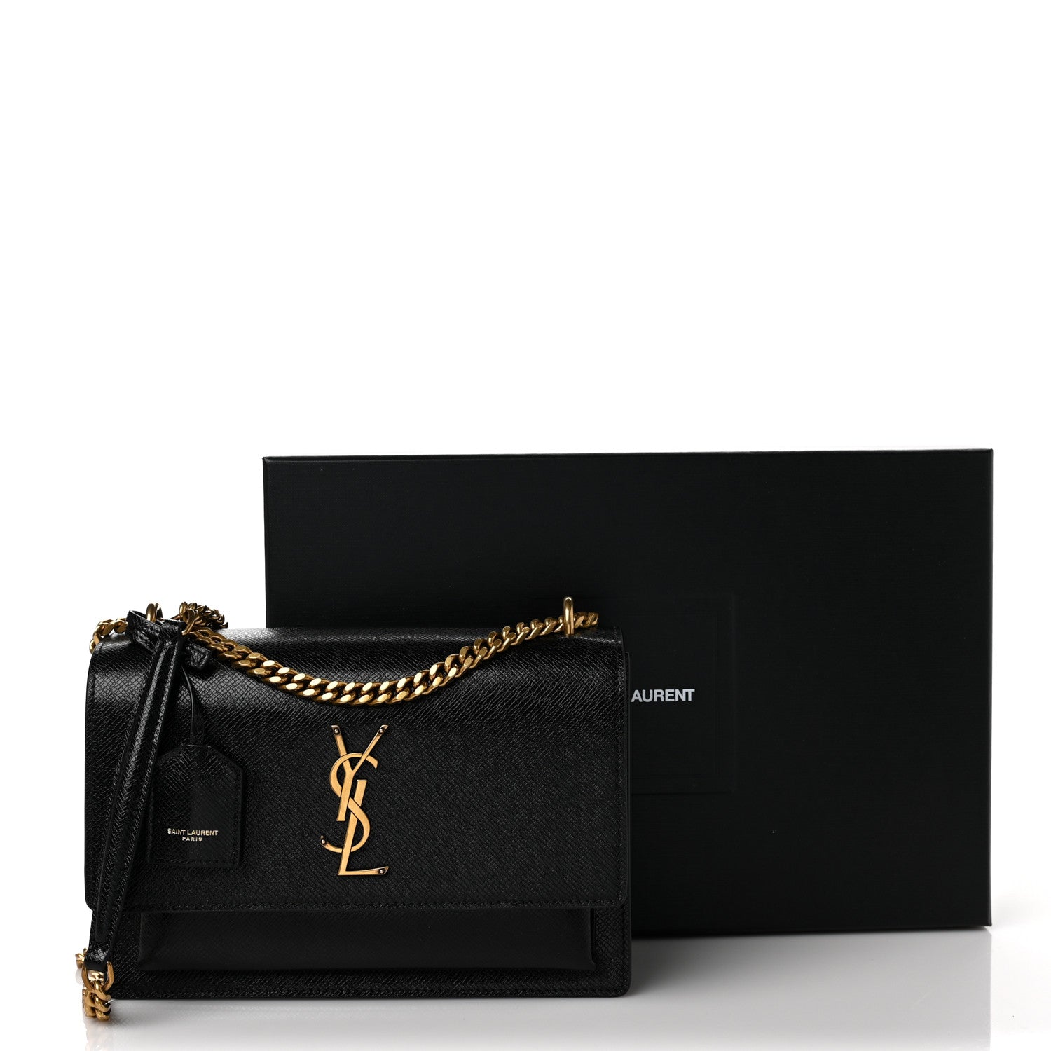 Saint Laurent Coated Bark Calfskin Medium Monogram Sunset Black 10 of 10