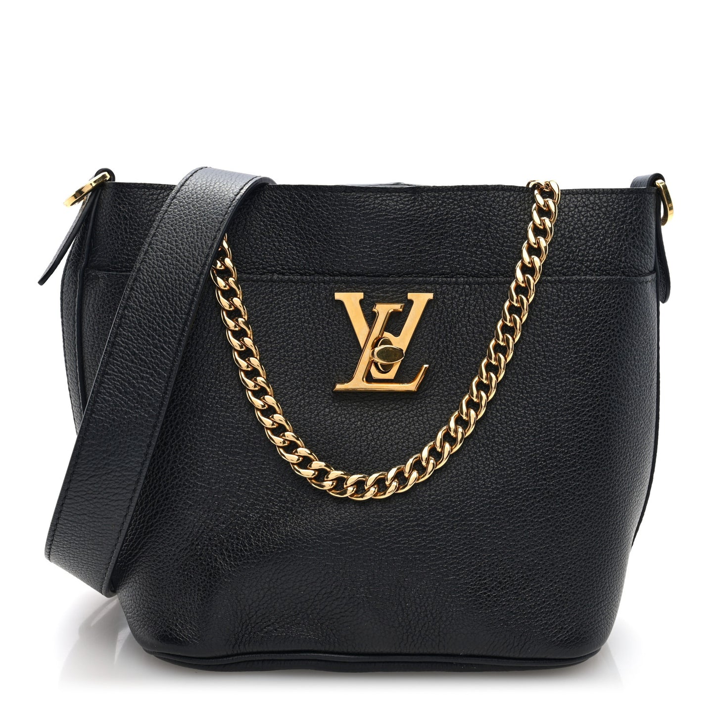 Calfskin Lock and Walk Bucket Black