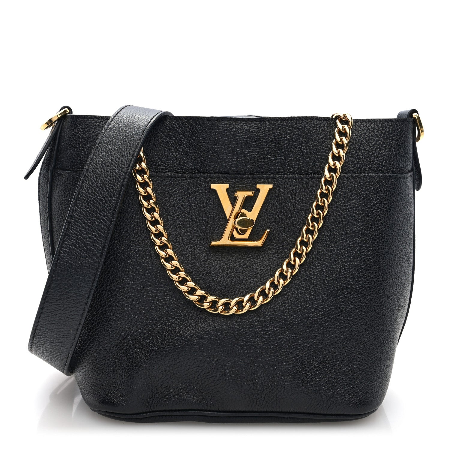 Louis Vuitton Calfskin Lock and Walk Bucket Black 1 of 8