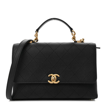 Chanel Caviar Diamond Stitched Small Top Handle Flap Black 1 of 11