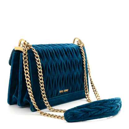Miu Miu Velluto Matelasse Confidential Chain Shoulder Bag Cobalto 3 of 10