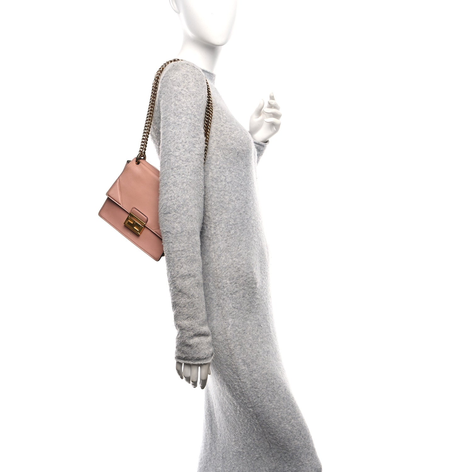 Fendi Vitello Grace Matte Small Kan U Shoulder Bag Rosa Bourbon 2 of 9