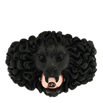 Gucci Metal Pearl Lion Head Cuff Bracelet Black 1 of 4