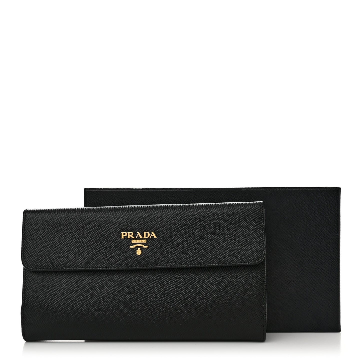 Saffiano Metal Large Flap Wallet Black