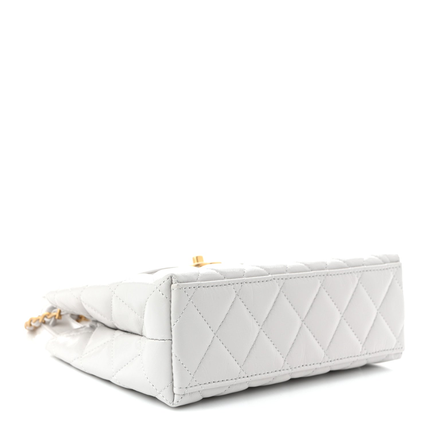 Chanel Shiny Aged Calfskin Quilted Nano Kelly Shopper Light Grey 4 of 11