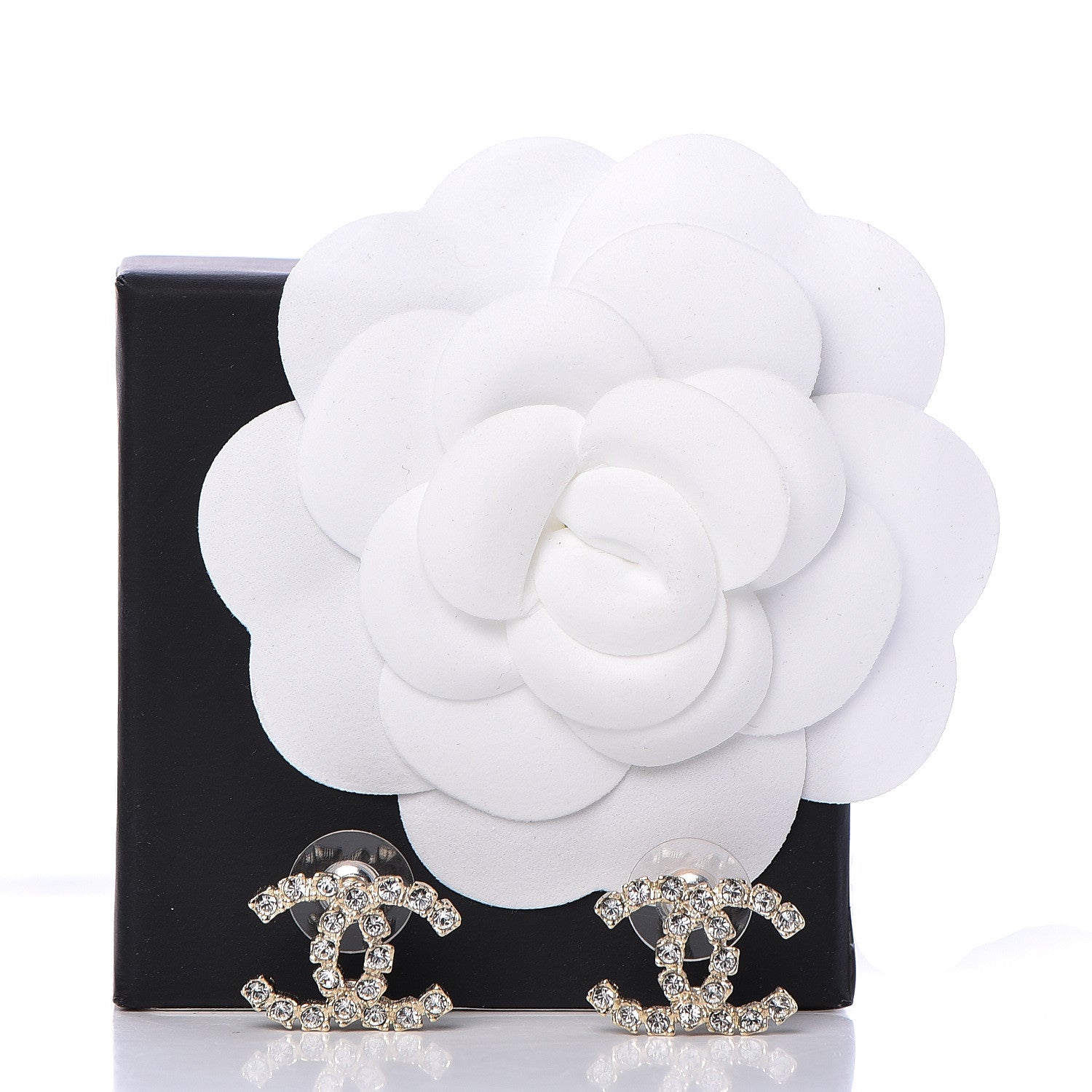 Chanel Crystal CC Earrings Gold 5 of 5