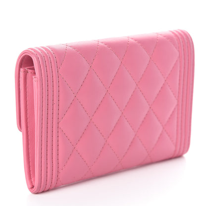 Chanel Lambskin Quilted Medium Boy Flap Wallet Pink 3 of 8