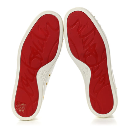 Christian Louboutin Nappa Spikes Womens Vieira Flat Sneakers 39.5 White Gold 5 of 7