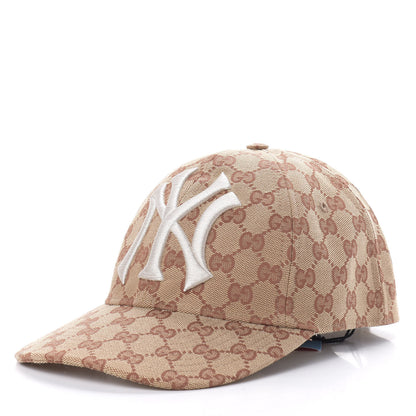 Gucci X MLB Monogram NY Yankees Baseball Hat 57-61 Beige Ruggine 1 of 10