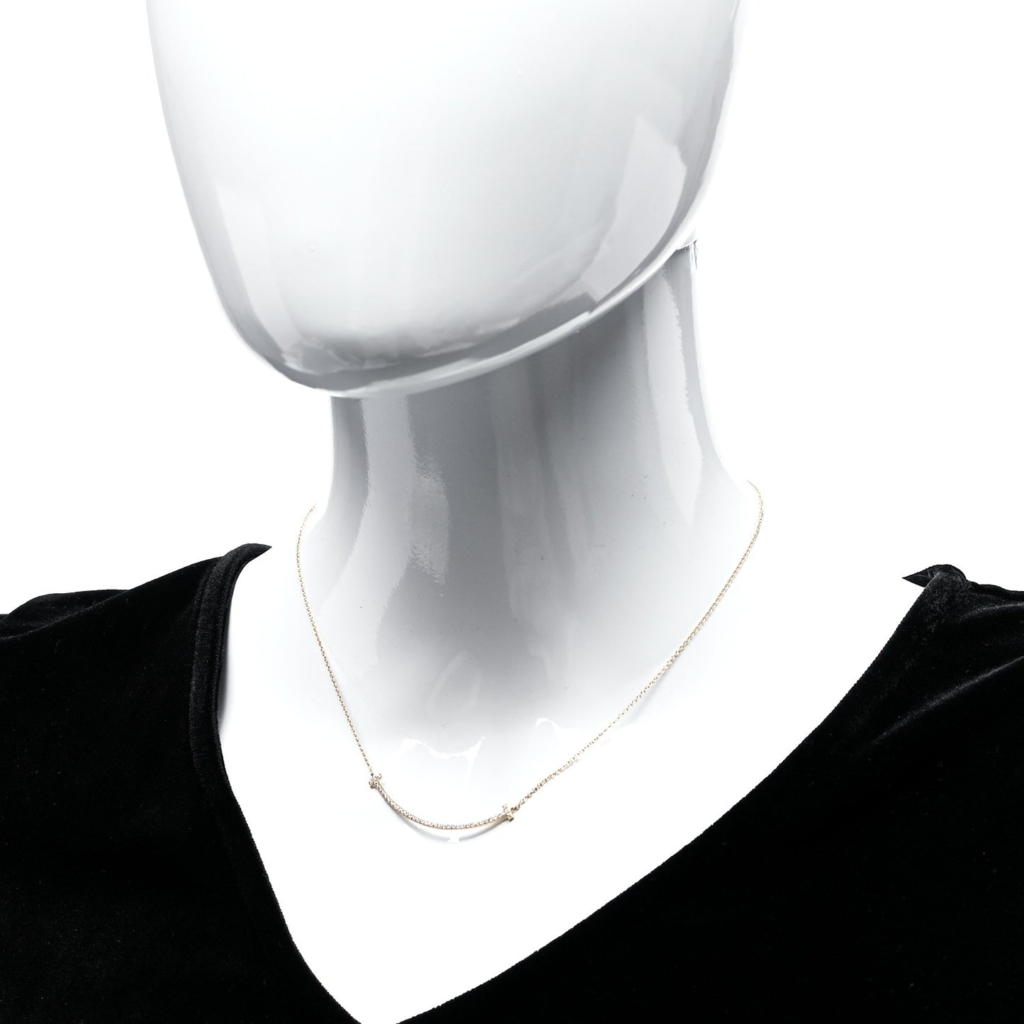 18K Yellow Gold Diamond Small T Smile Pendant Necklace