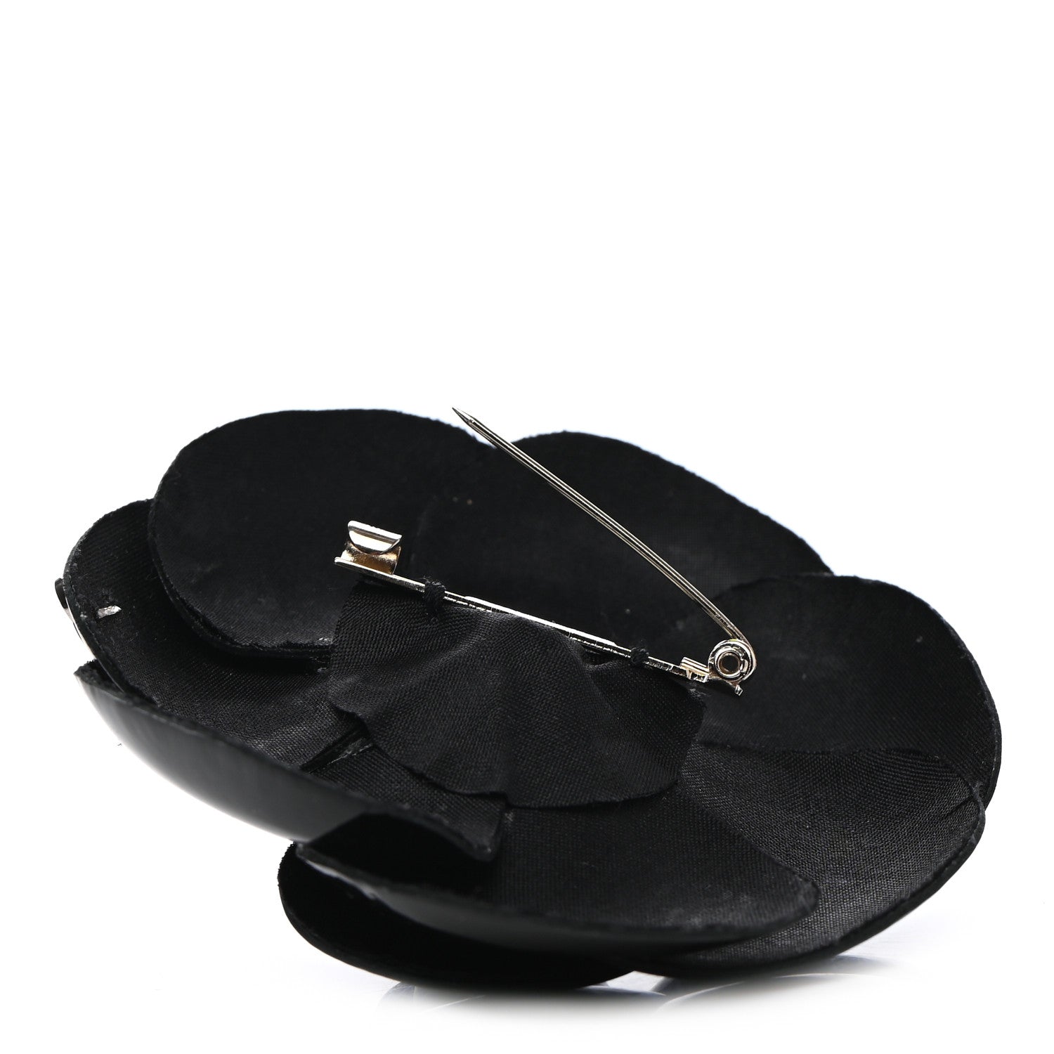 Chanel Patent Leather Camellia Pin Brooch Black 4 of 4