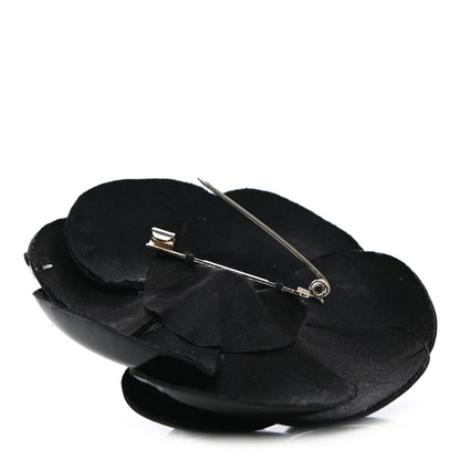 Chanel Patent Leather Camellia Pin Brooch Black 4 of 4